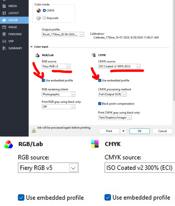 Учёт встроенного ICC-профиля в ПО контроллера Fiery